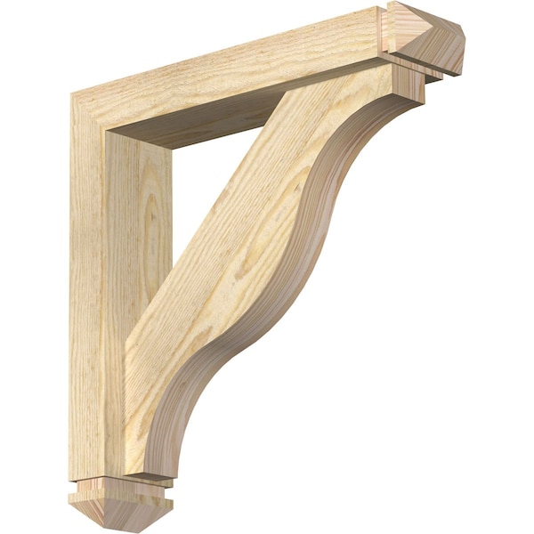 Ekena Millwork Funston Arts and Crafts Rough Sawn Bracket w/ Offset Brace, Douglas Fir, 4"W x 18"D x 18"H BKT0402X18X18FST03RDF - main